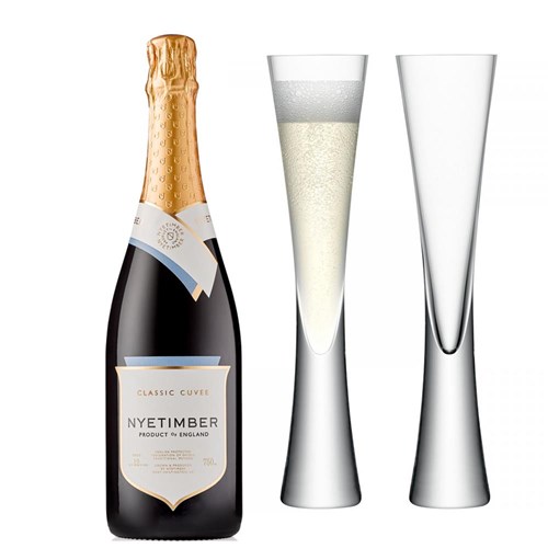 Nyetimber Classic Cuvee 75cl with LSA Moya Flutes